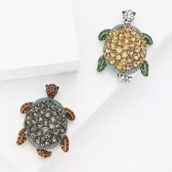 Модная креативная брошь в виде черепахи из сплава с бриллиантами, персонализированная креативная брошь для мужского и женского костюма, кардигана, корсажа, аксессуаров, булавка