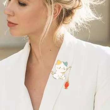 Модная креативная брошь в виде кота для рыбалки, эмалированные булавки для кошек, аксессуары, милый металлический значок друга, новинка Bes L3D0 fishing-One-size