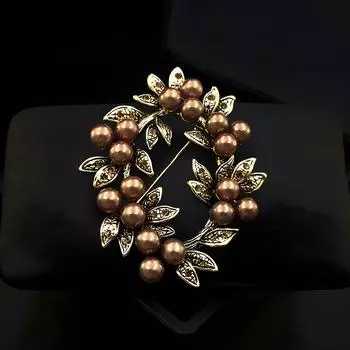 Модная креативная брошь в виде венка из диких фруктов, жемчужная брошь в виде растения в стиле ретро, аксессуары для одежды
