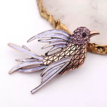 Модная креативная красная медно-фиолетовая масляная капающая птица брошь, подходящая к одежде, брошь-булавка, ювелирные изделия для женщин