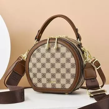 Модная круглая сумка Маленькая круглая сумка на одно плечо Универсальная круглая сумка для торта Старшая ретро новая маленькая сумка Модная женская .