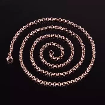 Модная круглая жемчужная цепочка из нержавеющей стали 3 мм, ожерелье цвета розового золота для женщин и мужчин, ювелирные изделия своими руками, подарки 50cm розового золота