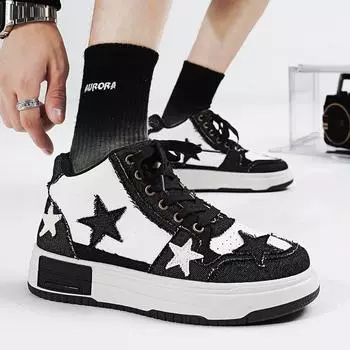 Модная крутая корейская модная спортивная обувь с высоким берцем, молодежная индивидуальная обувь с высоким берцем 39-44 39 синий