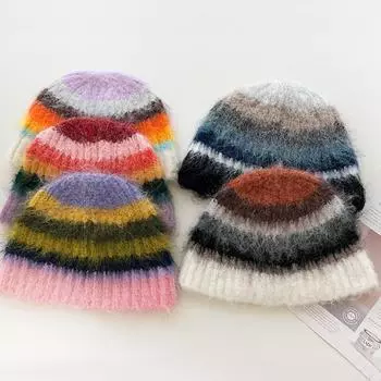 Модная крутая шляпа-ведро осень и зима модная шапка ручной работы градиентная вязаная шапка белый