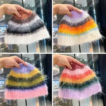 Модная крутая шляпа-ведро осень и зима модная шапка ручной работы градиентная вязаная шапка бежевый