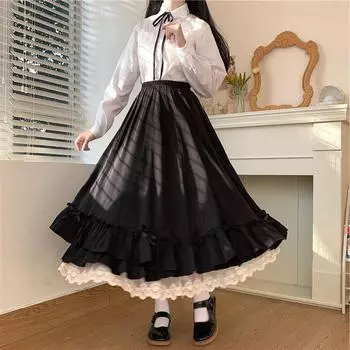 Модная кружевная двухслойная юбка с высокой талией XL белый