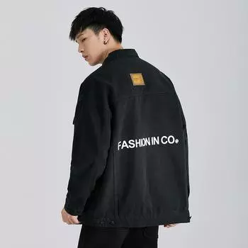 Модная куртка Американская трендовая печать Свободная маркировка Повседневная модная брендовая универсальная рубашка с длинными рукавами Куртка мужская одежда S коричневый