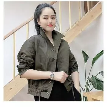 Модная куртка больших размеров в стиле рабочей одежды для женщин на весну и осень M чёрный