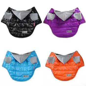 Модная куртка для домашних животных, пальто, непромокаемая зимняя теплая флисовая одежда для щенков, одежда с капюшоном, одежда для маленьких собак, чихуахуа, мопса 18 чёрный