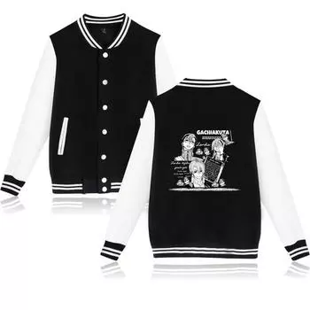 Модная куртка Gachiakuta Cartoon для женщин и мужчин, свободная куртка Harajuku Baseball Coat, женская уличная одежда, весна-осень, верхняя одежда-бомбер XS чёрный
