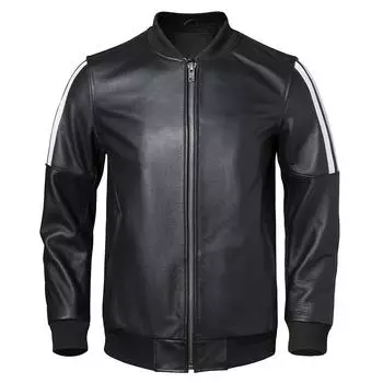 Китайский размер мода 100% коровья или овчина натуральная кожа куртка мужская кожаная куртка мальчик кожаная одежда осень весна азиатский размер L черный кожаный жакет