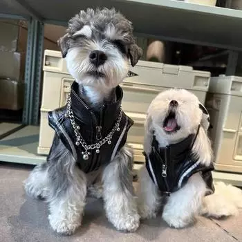 Модная куртка из искусственной кожи для домашних собак XXL чёрный