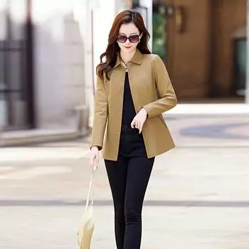 Модная куртка из натуральной кожи для женщин, новая высококачественная облегающая длинная ветровка из овчины M