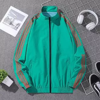 Модная куртка, куртка мужская весна и осень, персонализированная корейская версия модной красивой одежды M чёрный