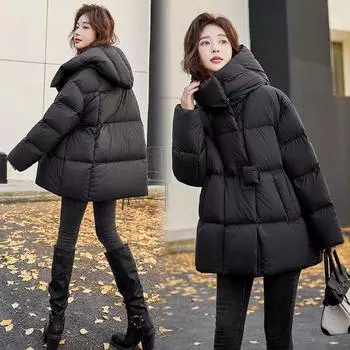 Модная куртка-пуховик средней и длинной длины с капюшоном 90-х годов, белая, женская, зимняя, новая S белый