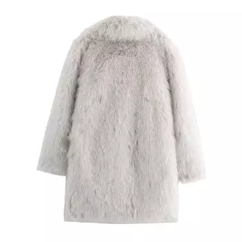 Модная куртка с длинными рукавами из искусственного меха, зимняя новинка 2024 года, F611042 XS светло-серый