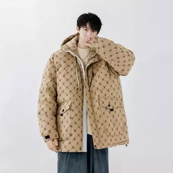 Модная куртка с капюшоном, повседневная белая утиная пуховая модная брендовая одежда для пар, утолщенная теплая пуховая куртка для мужчин M