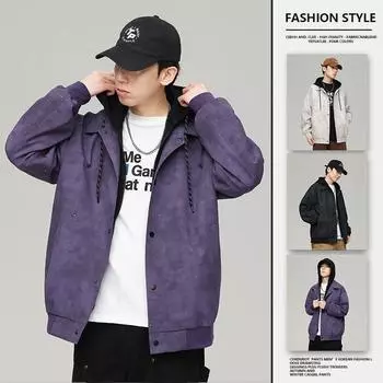 Модная куртка с капюшоном в гонконгском стиле, мужская осенняя водонепроницаемая трендовая шикарная повседневная свободная куртка M