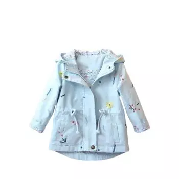 Модная куртка Sweet Girls весна и топы вышитая ветровка 100 синий