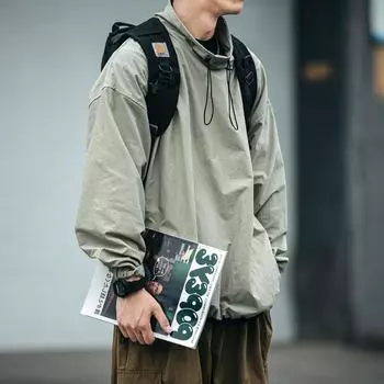 Модная куртка в стиле ретро с капюшоном, свободная посадка, модная куртка, пальто M зелёный