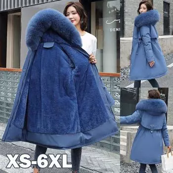 Модная куртка, женская зимняя верхняя одежда, пальто, длинная куртка, зимнее теплое пуховое пальто, куртка с меховым воротником, мотоциклетные куртки для женщин M хаки