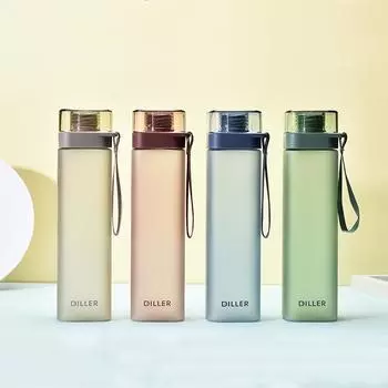 Модная квадратная матовая пластиковая бутылка для воды, портативная герметичная прозрачная бутылка для спортзала, спорт на открытом воздухе, чашка для питья без BPA 700ml