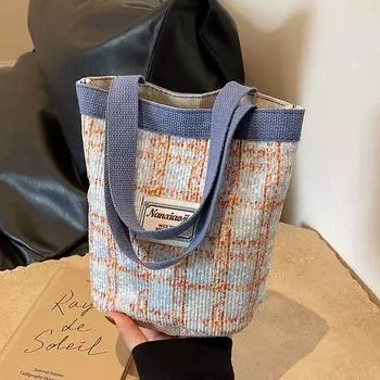 Модная льняная сумка-ведро для женщин, новая модная вязаная сумка для женщин, универсальная модная сумка для хранения