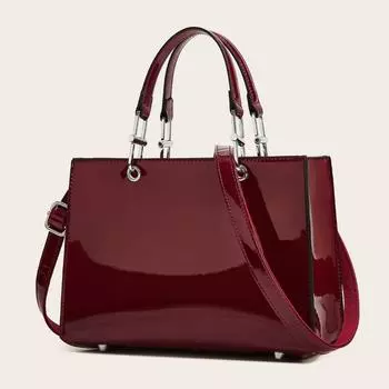 Модная лакированная кожаная блестящая сумка Birkin, большая вместимость, универсальная высококачественная женская сумка для поездок на работу бордовый