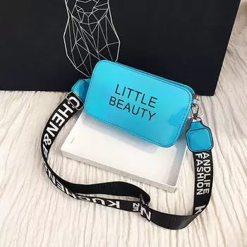 Модная лазерная маленькая квадратная сумка, широкополосная диагональная сумка через плечо, женская сумка на плечо синий