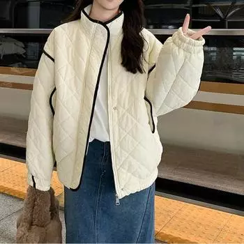 Модная легкая белая короткая хлопковая куртка для женщин зимой S