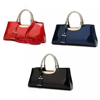 Модная легкая кожаная ручная сумка на одно плечо для банкета с клеевым лаком и женской сумкой Medium чёрный