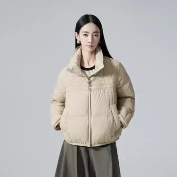 Модная легкая роскошная куртка-пуховик с воротником-стойкой, женская короткая, зимняя, 2024, новая, утолщенная, с роговой пряжкой, маленькая теплая куртка S бежевый