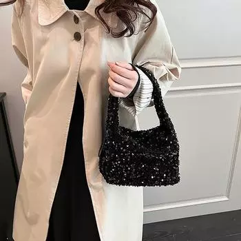 Модная легкая роскошная сумка с пайетками, блестящий дизайн, высококачественная текстура, мини-сумка-ведро, женская новая портативная сумка через плечо