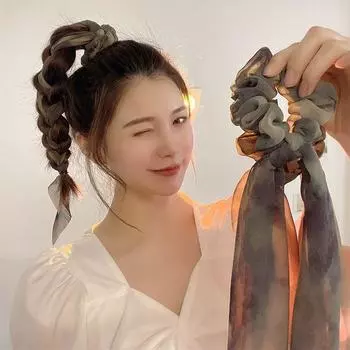 Модная лента для рисования тушью, женская повязка на голову для девочек, завязанная на голове, хвостик, стример, простой головной убор для больших волос Ins