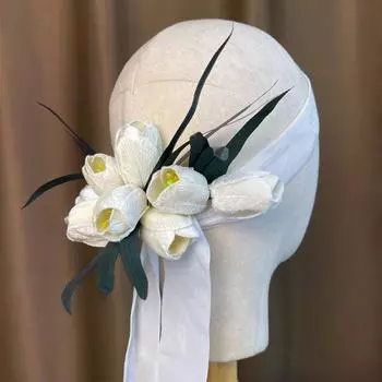 Модная лента для волос невесты Элегантные красные заколки для волос ручной работы Тюльпан головной убор свадьба