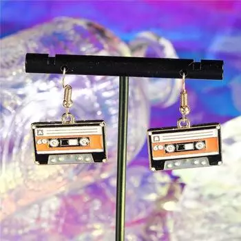 Модная лента из сплава, ювелирная подвеска с принтом, ювелирная лента из сплава, нишевые серьги-подвески для женщин жёлтый