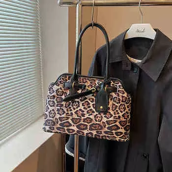 Модная леопардовая женская сумка на плечо осень-зима, универсальные женские сумки для поездок на работу, новая дорожная сумка из искусственной кожи