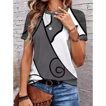 Модная летняя футболка с нестандартным 3D-принтом, женская уличная повседневная футболка в стиле Харадзюку, женская футболка с круглым вырезом, топы, одежда S