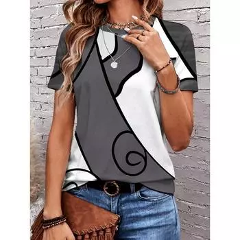 Модная летняя футболка с нестандартным 3D-принтом, женская уличная повседневная футболка в стиле Харадзюку, женская футболка с круглым вырезом, топы, одежда S