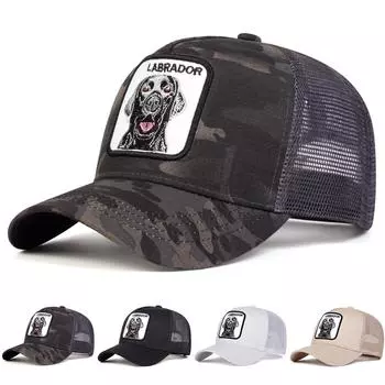 Модная летняя хлопковая шляпа с вышивкой для собак, солнцезащитная бейсболка для пары, кепка для папы, кепка Snapback, кепка для гольфа, сетчатая шляпа чёрный