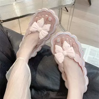 Модная летняя коллекция 2024 года с бантами, женские тапочки и сандалии, симпатичные розовые туфли Kawaii Junior, Eva, новый стиль, дизайнер, оригинальный 36