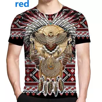Модная летняя мужская футболка с 3D принтом «Индийский орел» и круглым вырезом с коротким рукавом, повседневная дышащая мужская футболка большого размера, топ XS