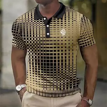 Модная летняя мужская рубашка поло с цветным принтом, облегающая быстросохнущая мужская спортивная рубашка поло. S жёлтый