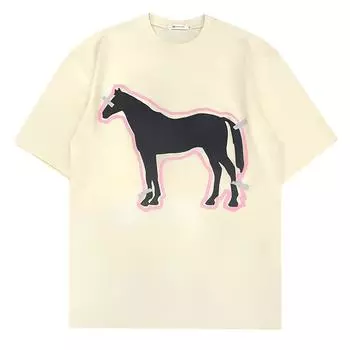 Модная летняя новая китайская шикарная маленькая свежая базовая свободная повседневная футболка с короткими рукавами и принтом собаки M