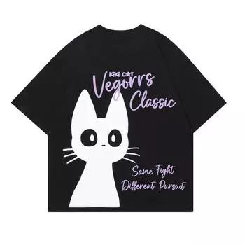 Модная летняя новая модная брендовая свободная футболка с короткими рукавами KiKiKi с круглым вырезом и короткими рукавами для мужчин и женщин S