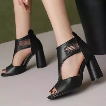 Модная летняя обувь большого размера для женщин, сандалии с открытым носком, высокие каблуки, ботильоны, пряжка, гладиаторская обувь для вечеринок, женская обувь большого размера 34 абрикосовый