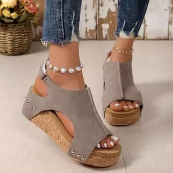 Модная летняя обувь, черные босоножки на танкетке и платформе для женщин, резиновая подошва, пряжка, открытый носок, элегантные женские туфли, сандалии, большой размер 43 38 чёрный