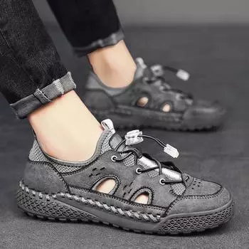 Модная летняя обувь для мужчин, модные сандалии для походов на открытом воздухе, дышащие сандалии для пляжа и отдыха на воде, мужские сандалии для кемпинга, скалолазания, аква-кроссовки для мужчин 6.5 чёрный