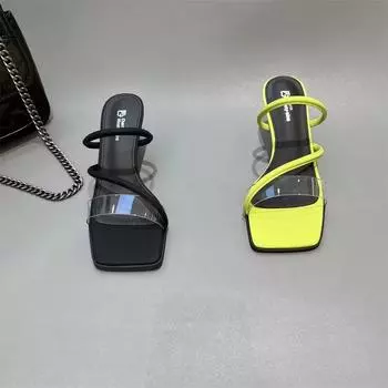 модная летняя обувь для женщин 2024 года, новые женские сандалии в стиле ретро с квадратным носком и тонким каблуком, модные женские туфли на шпильках на каблуке 35 чёрный