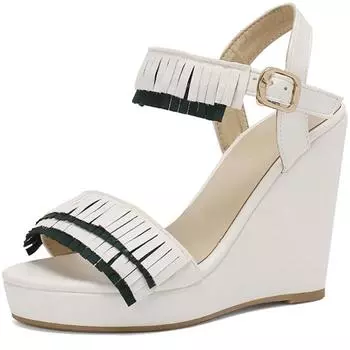 Модная летняя обувь для женщин, сандалии, шлепанцы на платформе, 2024, большой размер 44, 45, 50, черные, белые, красные, на танкетке, туфли для вечеринок, женская повседневная обувь 34 чёрный